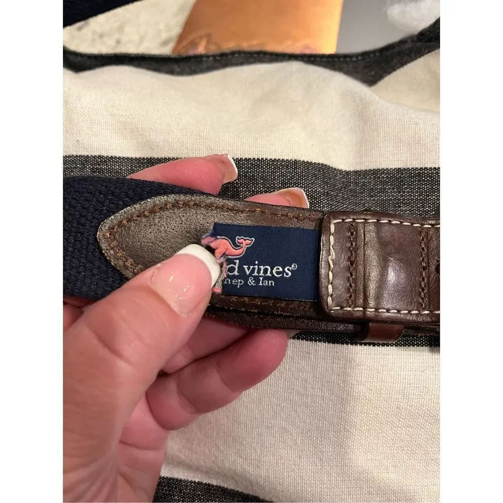 Vineyard Vines Sailibg Flags Canvas & Leather Belt sz 32